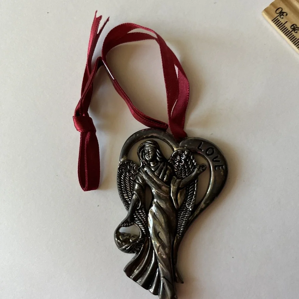 Gorham Silverplate Angel Christmas Ornament Holiday Decor Love